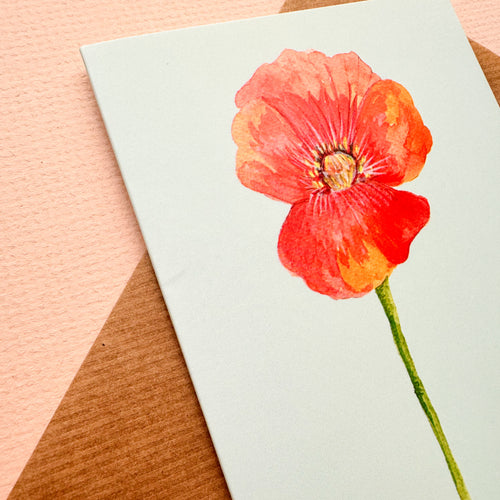 *SECOND* Super Seconds Festival - Poppy Watercolour Illustration A6 Greeting Card