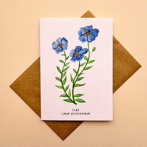 *SECOND* Super Seconds Festival - Flax Watercolour Illustration A6 Greeting Card