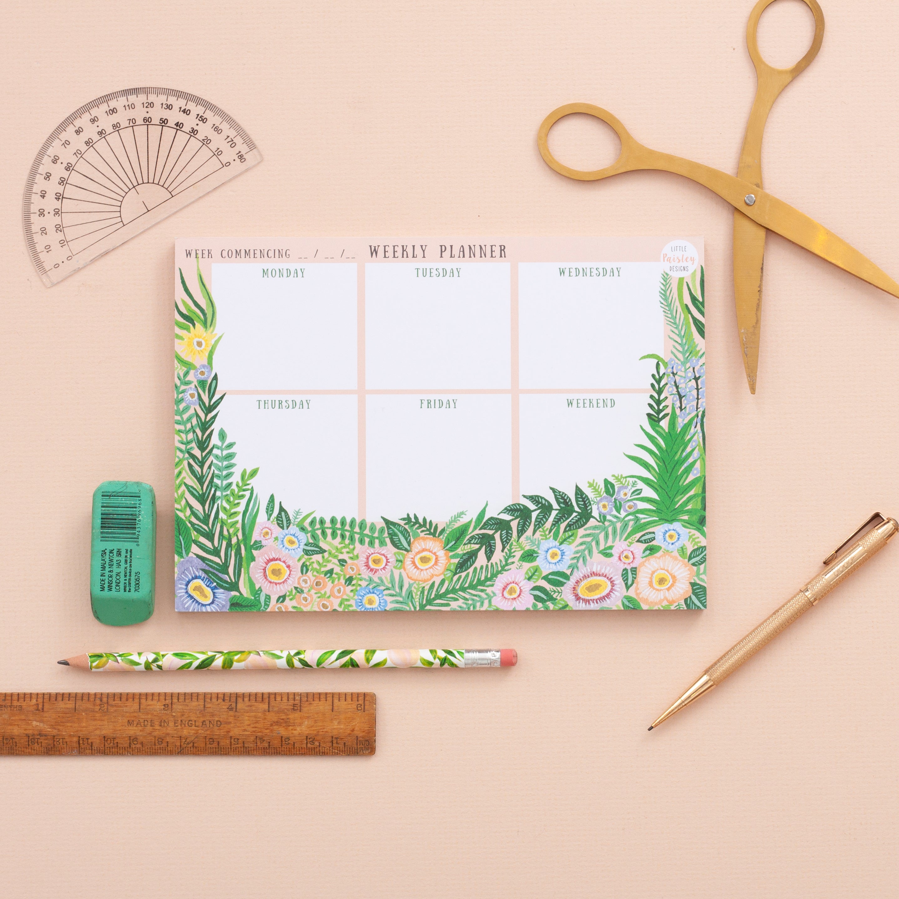 Weekly Planner Floral Notepad – Little Paisley Designs