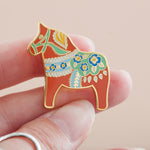 Enamel Pin Christmas Card -  Dala Horse Pin