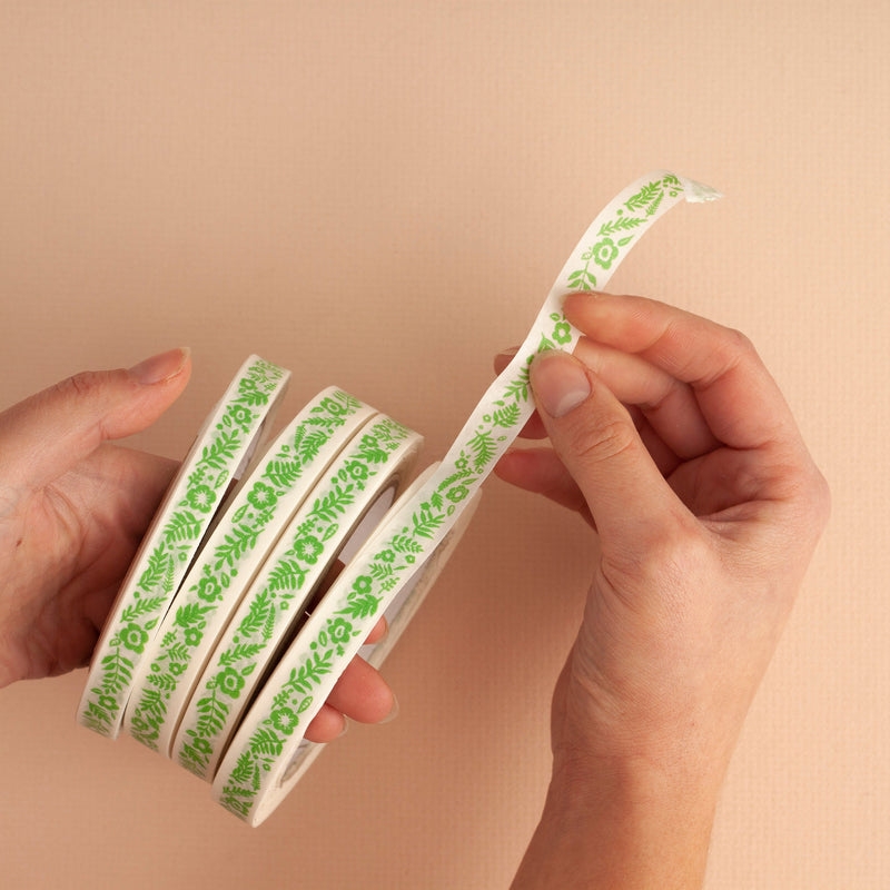 Leafy Pattern Paper Tape - 12.5mm Tape 50m Roll