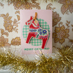Dala Horse Decoration Christmas Card