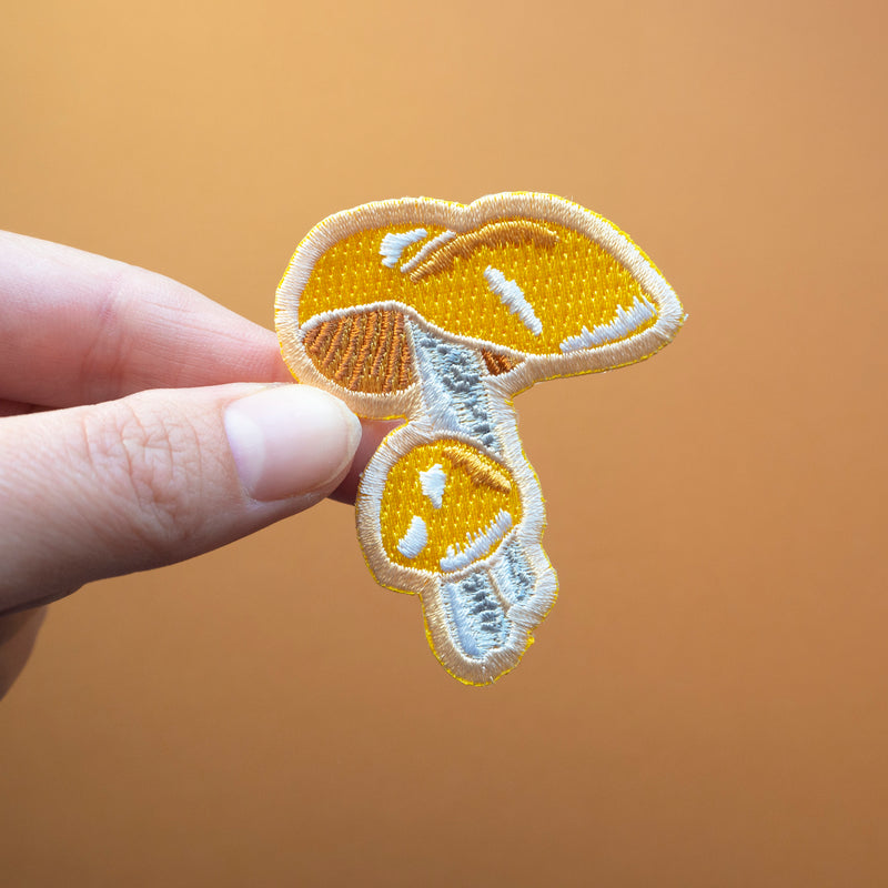 Yellow Mushroom Embroidered Iron-on Patch