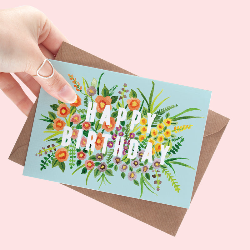 Floral Happy Birthday A6 Card