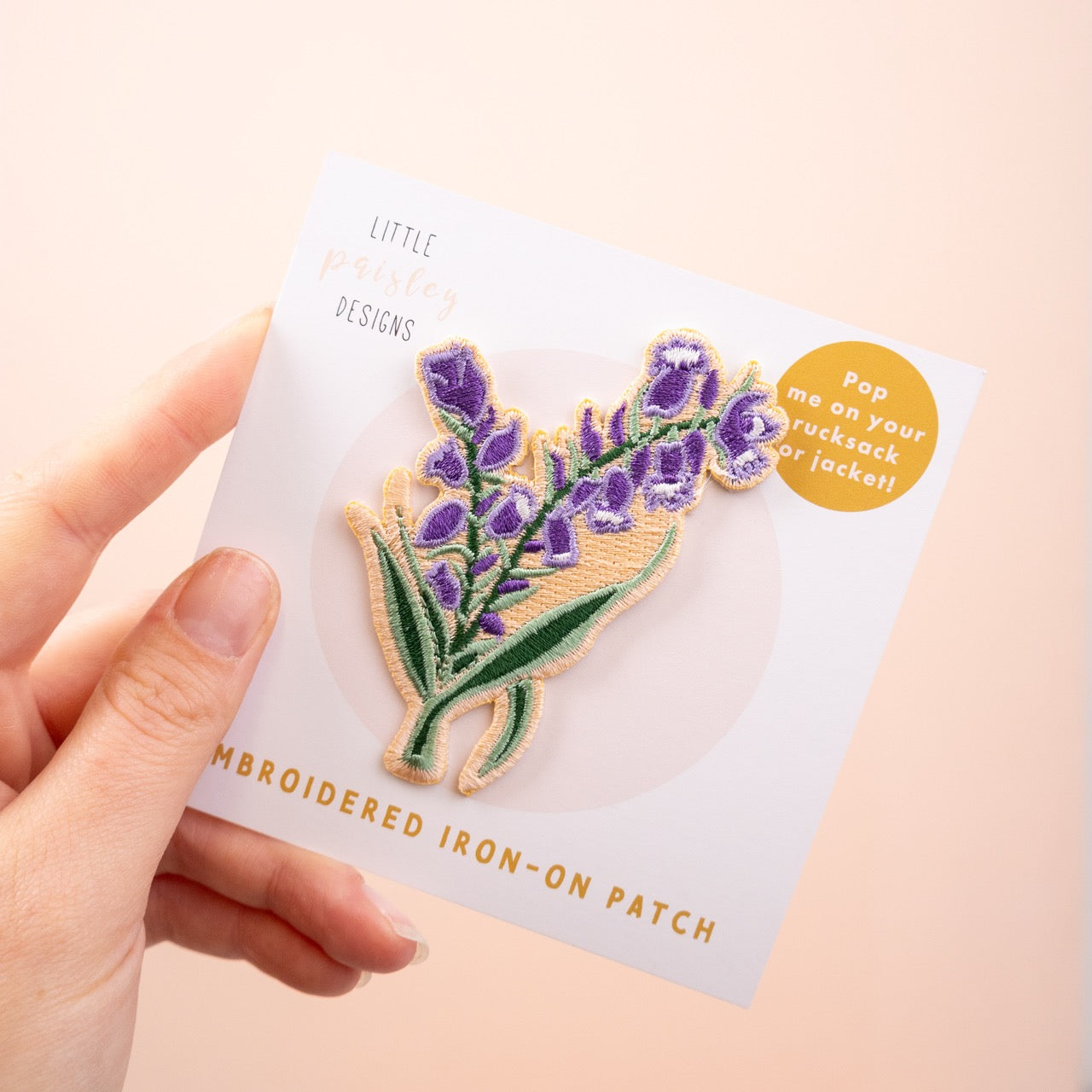 lavender iron on flower pathes 3inch Bluebell Embroidered Iron-on Patch – Little Paisley Designs