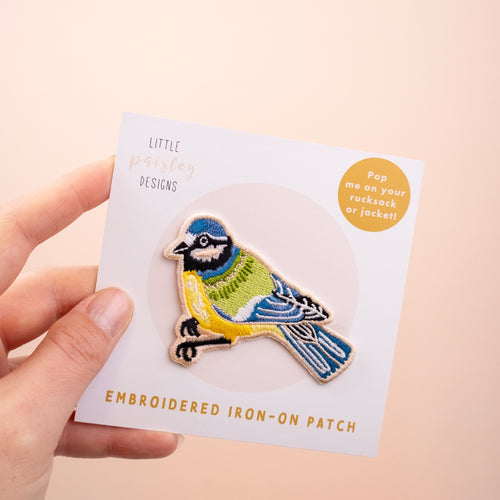 Bluetit Bird Embroidered Iron-on Patch