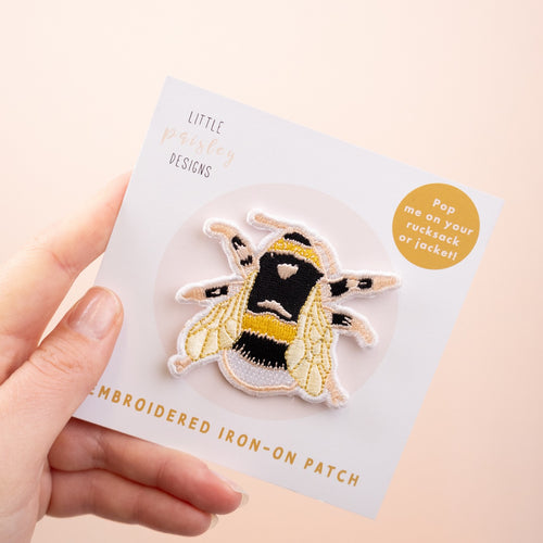 British Bee Embroidered Iron-on Patch