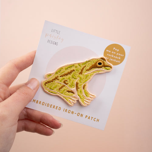 Frog Embroidered Iron-on Patch