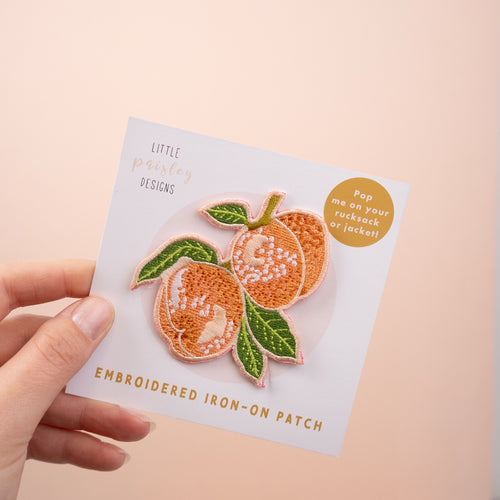 Peach Embroidered Iron-on Patch