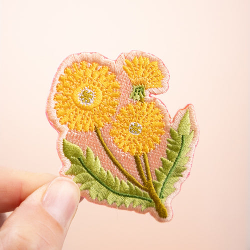 Dandelion Flower Embroidered Iron-on Patch