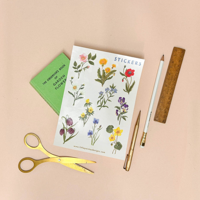 British Wildflower A5 Eco Vinyl Sticker Sheet