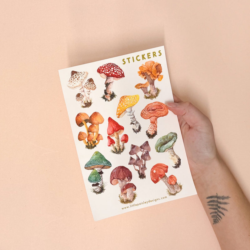 Mushrooms A5 Eco Vinyl Sticker Sheet