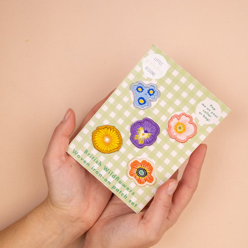 Wild Flower Woven Iron On Patches - Pack of 5