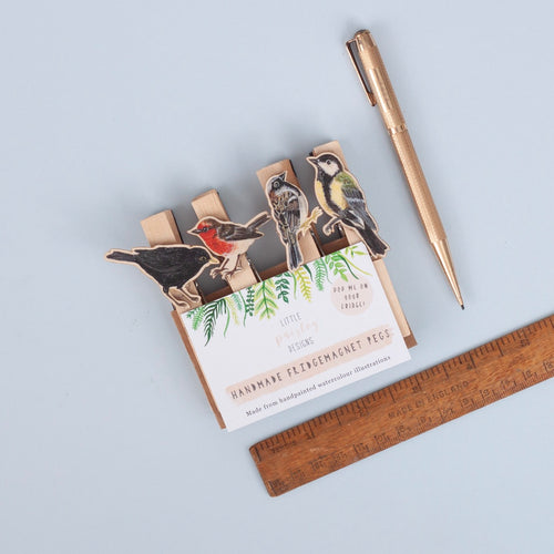 *SALE* Super Seconds Festival -Handmade British Bird Fridge Magnet Pegs - Pack of 4