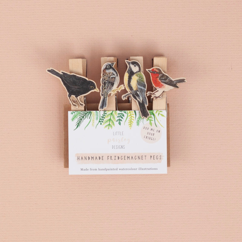 *SALE* Super Seconds Festival -Handmade British Bird Fridge Magnet Pegs - Pack of 4