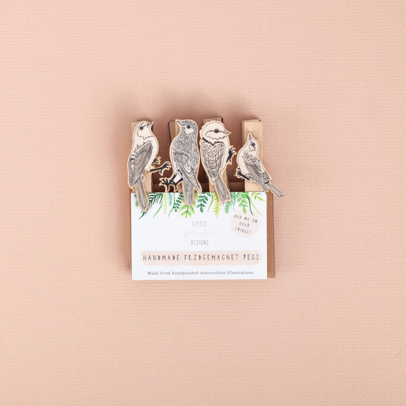 *SALE* Super Seconds Festival -  Black & White Bird Fridge Magnet Pegs - Pack of 4