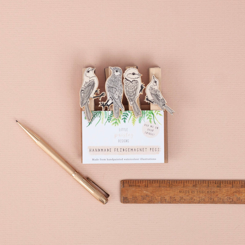 *SALE* Super Seconds Festival -  Black & White Bird Fridge Magnet Pegs - Pack of 4