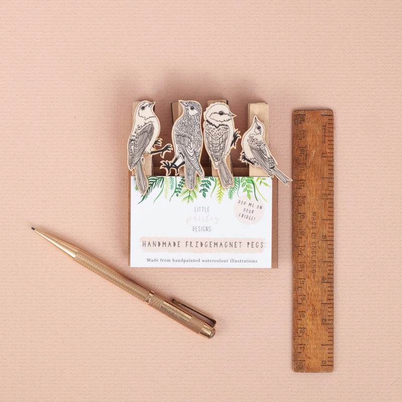 *SALE* Super Seconds Festival -  Black & White Bird Fridge Magnet Pegs - Pack of 4