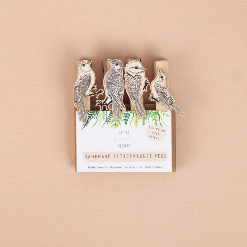 *SALE* Super Seconds Festival -  Black & White Bird Fridge Magnet Pegs - Pack of 4