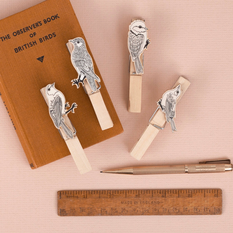 *SALE* Super Seconds Festival -  Black & White Bird Fridge Magnet Pegs - Pack of 4