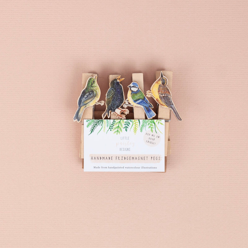*SALE* Super Seconds Festival -Handmade Garden Bird Fridge Magnet Pegs - Pack of 4