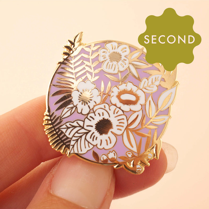 *SECOND* Super Seconds Festival - Lilac Floral Pattern Hard Enamel Pin Badge