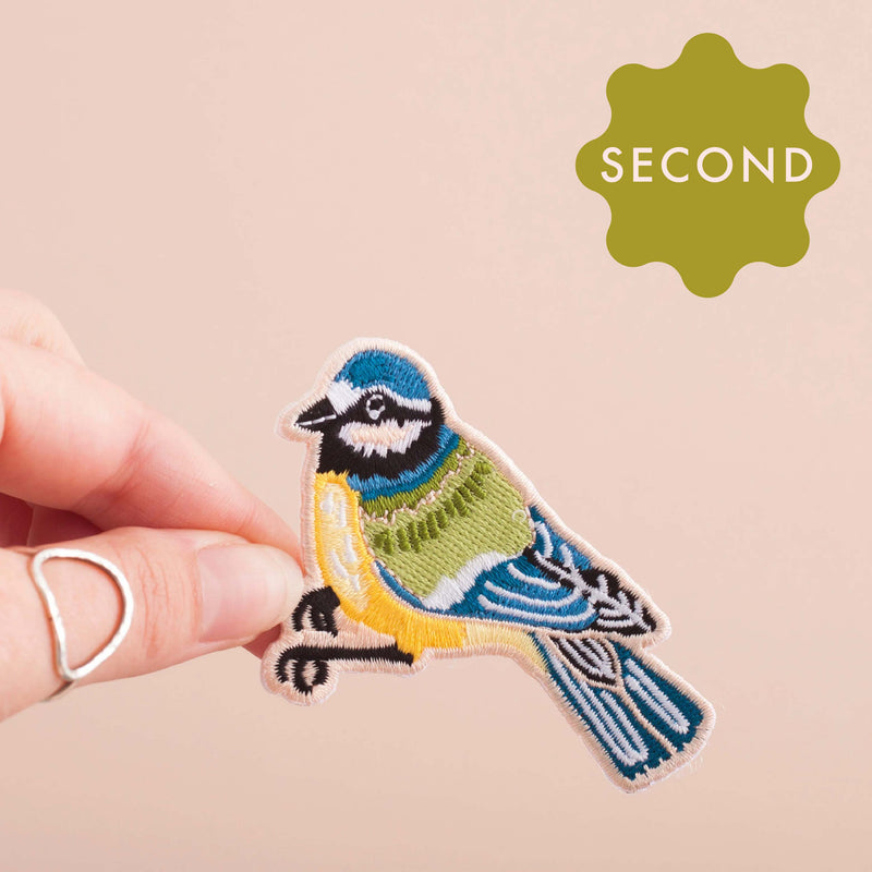 *SECOND* Super Seconds Festival -Bluetit Bird Embroidered Iron-on Patch