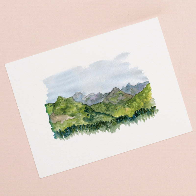 *SALE* Super Seconds Festival - Alpine Mountain Scene Illustration Giclée Print - 18 x 24 cm