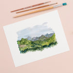 *SALE* Super Seconds Festival - Alpine Mountain Scene Illustration Giclée Print - 18 x 24 cm