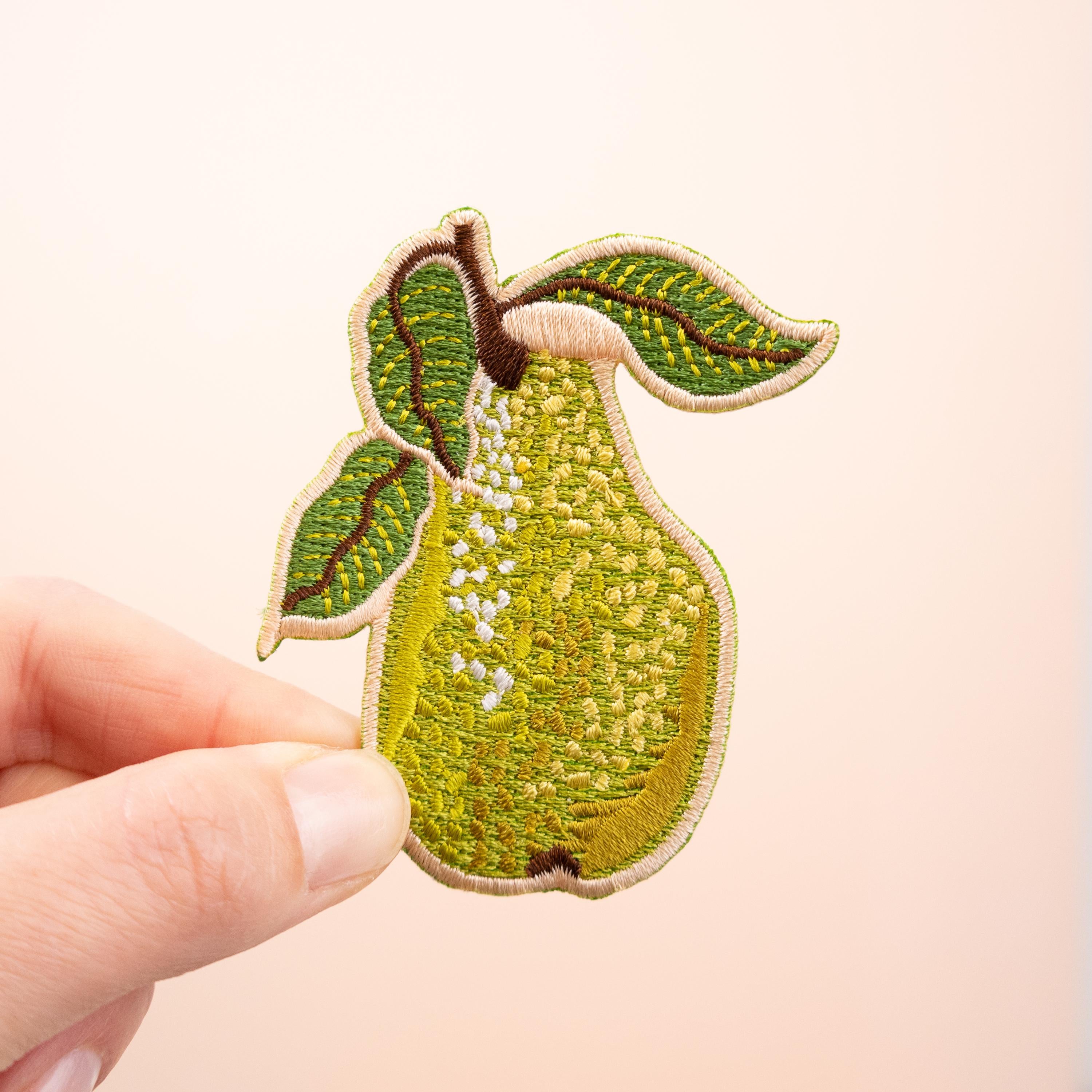 Pear Embroidered Iron-on Patch – Little Paisley Designs