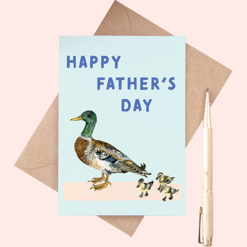 Happy Father's Day Duck Illustrated Greeting Card