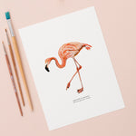 Flamingo Illustrated Giclée Print - 18 x 24 cm