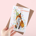 Happy Birthday Card - Party Fox