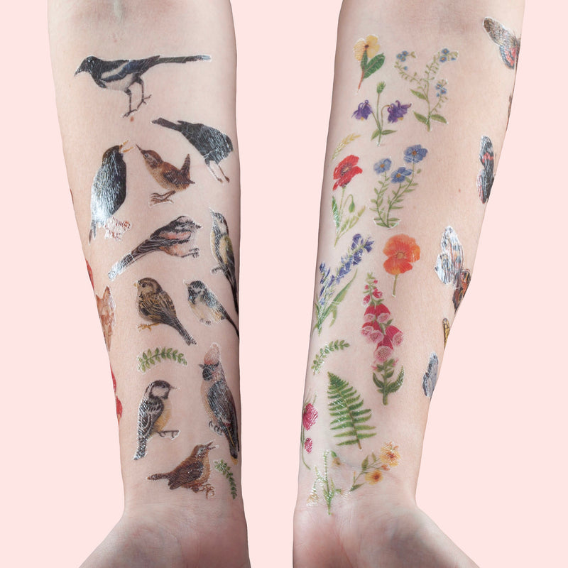 Garden Bird Temporary Tattoo Pack