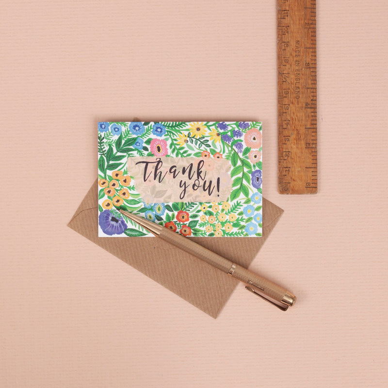 Set of 6 Mini Patterned Thank you Cards - A7