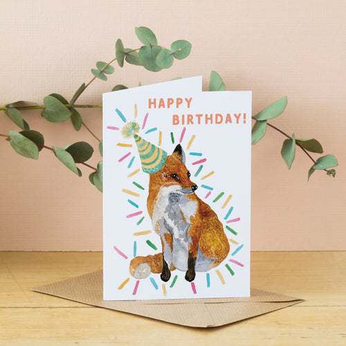 Happy Birthday Card - Party Fox