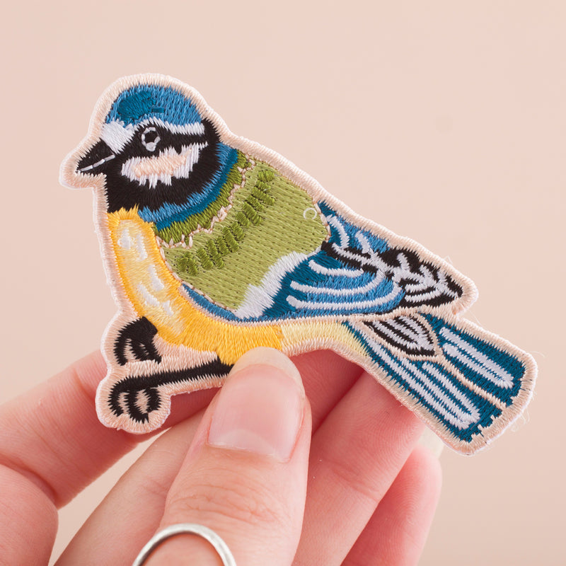 Bluetit Bird Embroidered Iron-on Patch