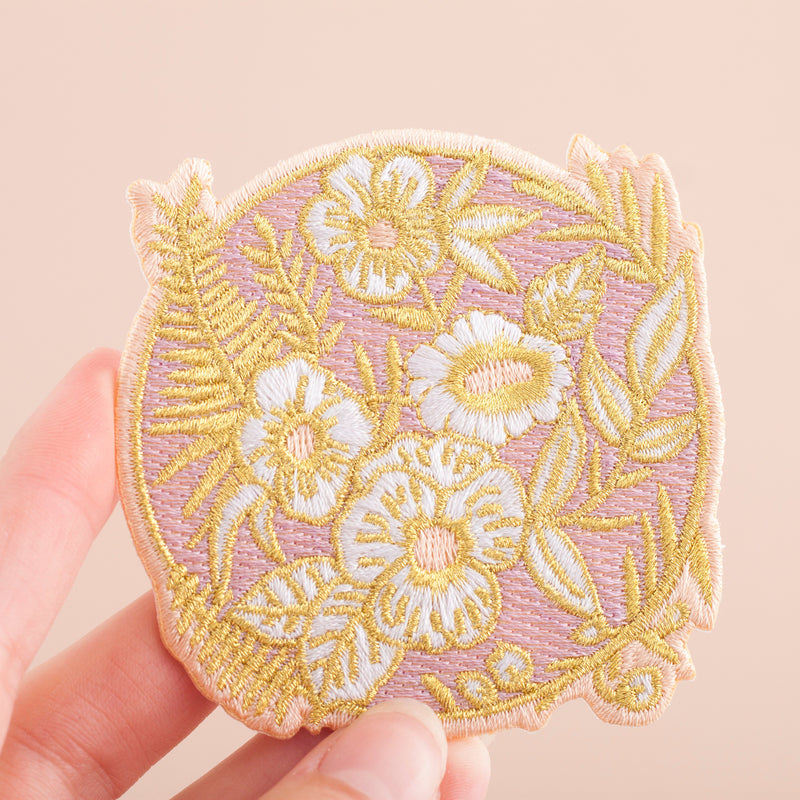 Lilac Flowers Embroidered Iron-on Patch