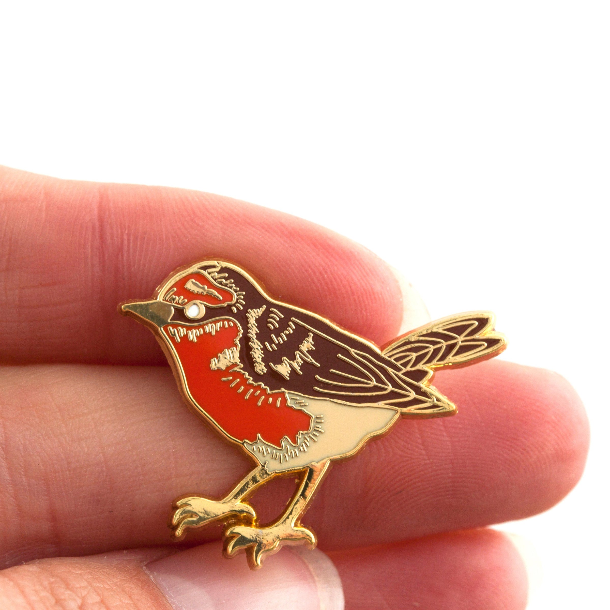 Enamel Pin Christmas Card - Robin Pin – Little Paisley Designs