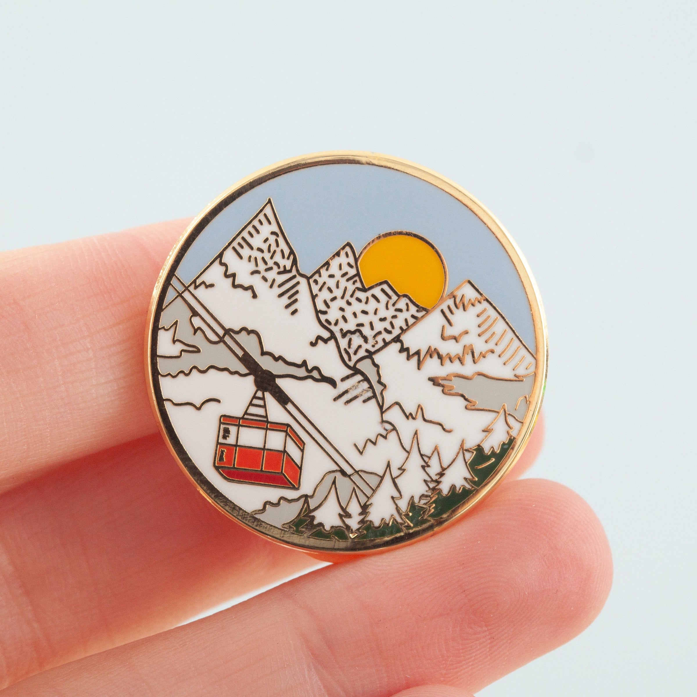 Winter Snowy Mountains Hard Enamel Pin โ Little Paisley Designs