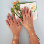 Gold Foil Botanical Bee Temporary Tattoos