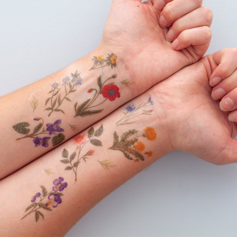 Garden Flower Temporary Tattoo Pack