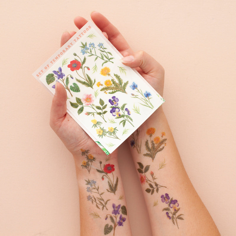 Garden Flower Temporary Tattoo Pack