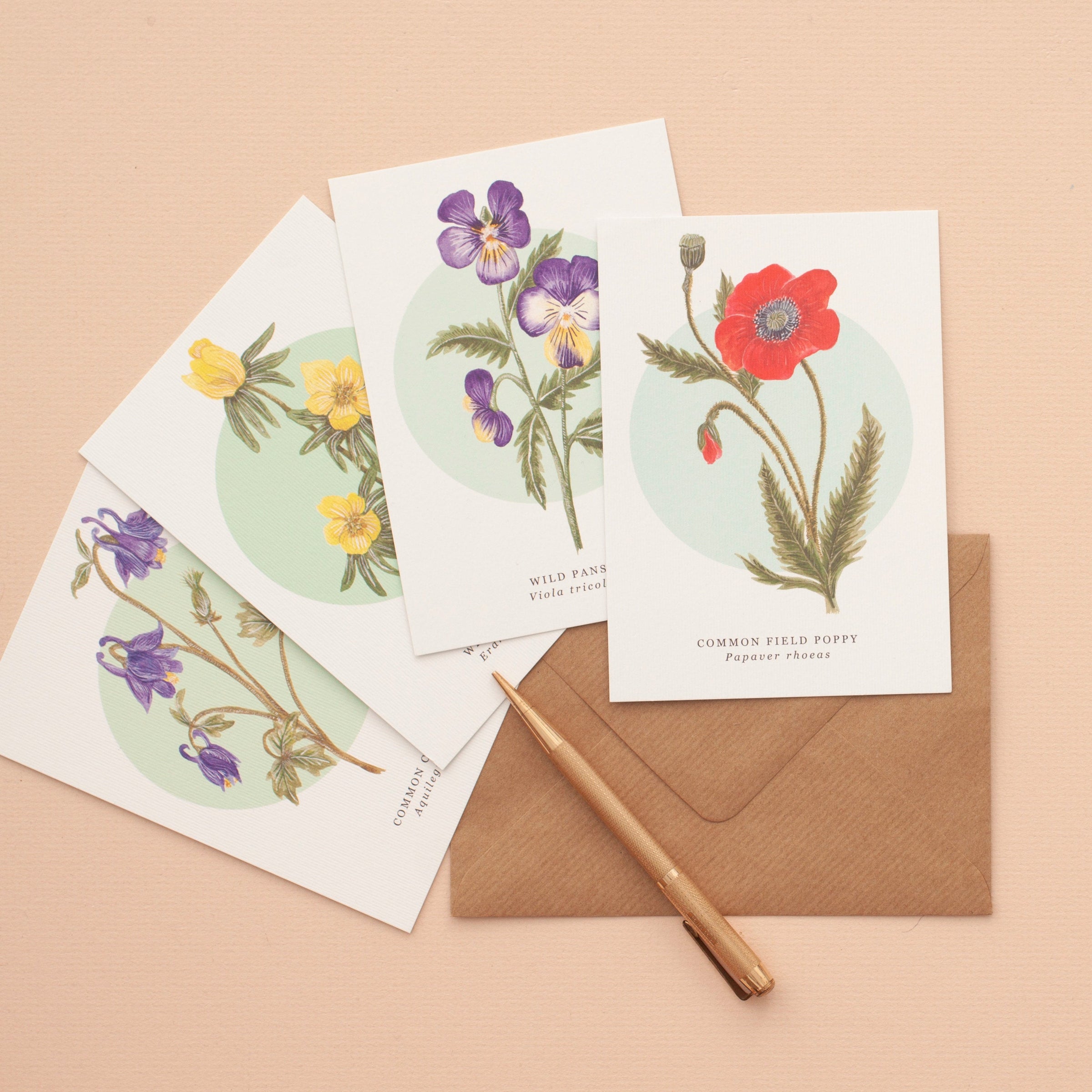Handmade Notelets British Wild Flower Notelets - Pack of 8 – Little Paisley Designs