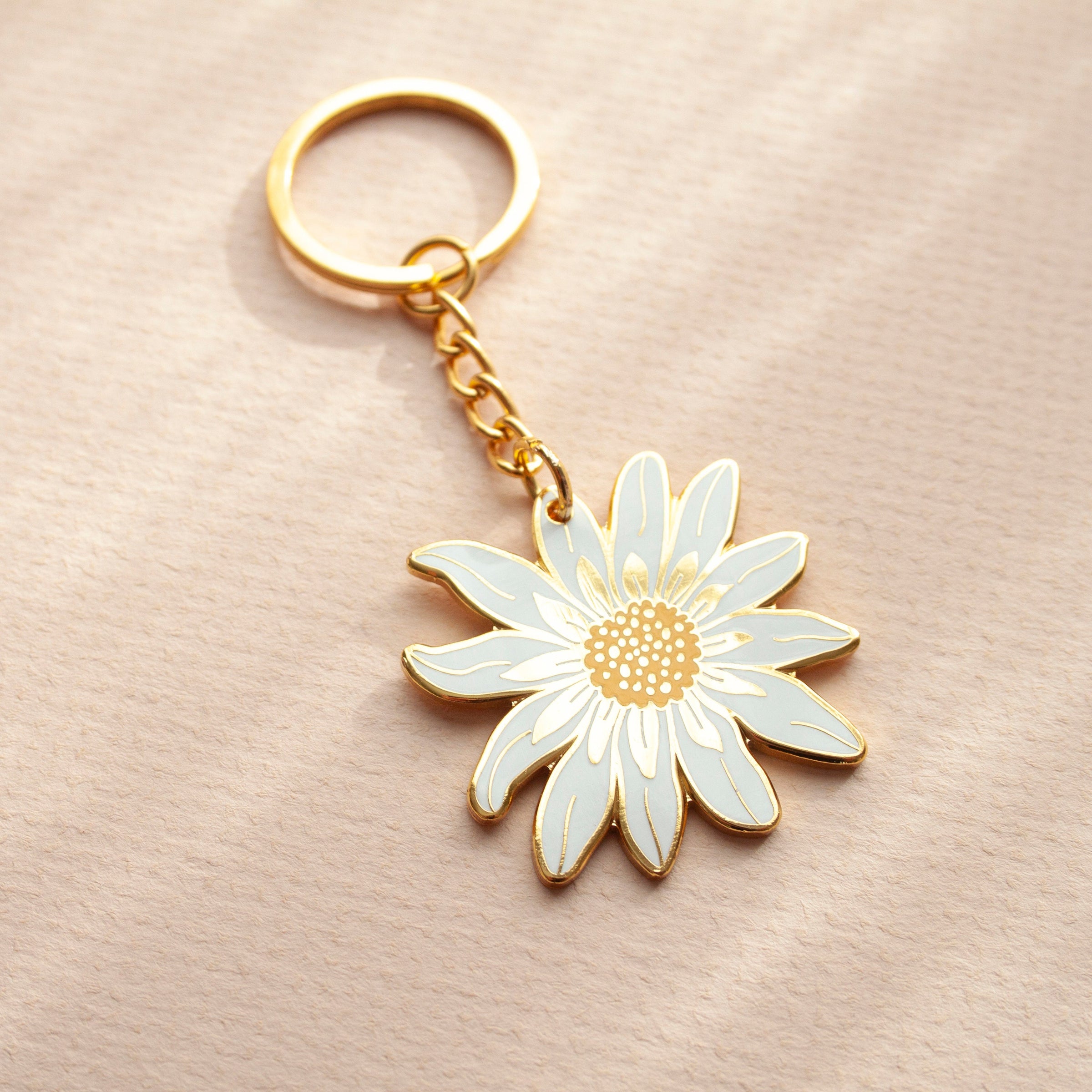 Daisy Hard Enamel Gold Keyring – Little Paisley Designs