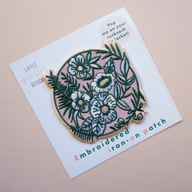 Botanical Pattern Embroidered Iron-on Patch