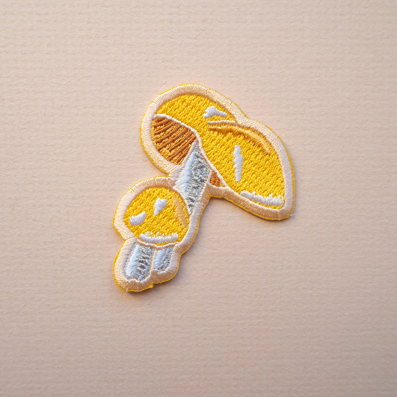 Yellow Mushroom Embroidered Iron-on Patch