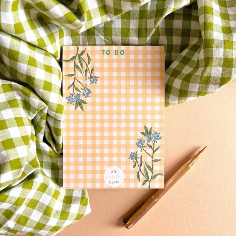 Gingham Forget-Me-Not To Do List Notepad - A6